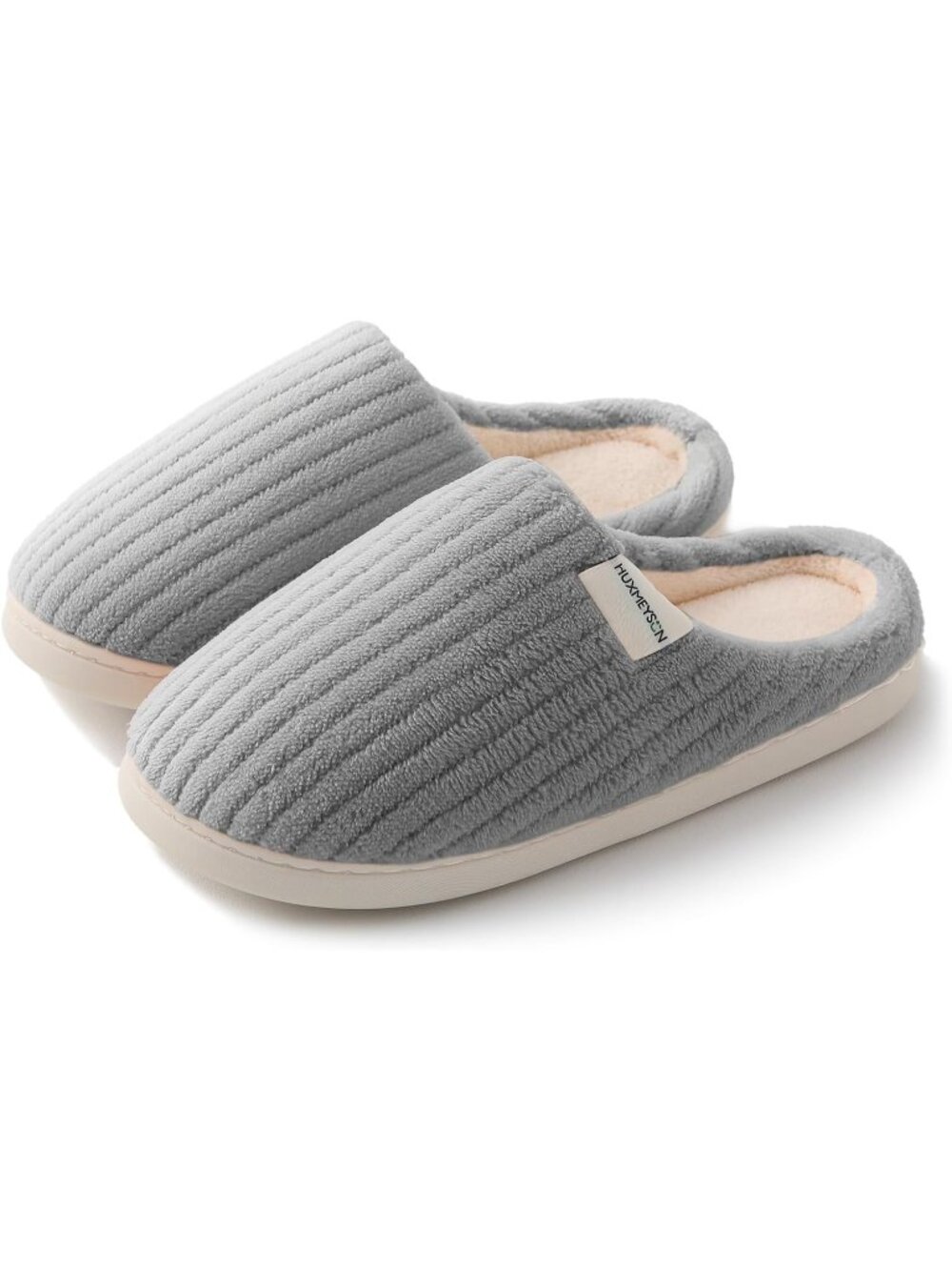 Women's Light Grey Warm Anti Skid Rubber Sole Memory Foam Comfy Indoor Slippers